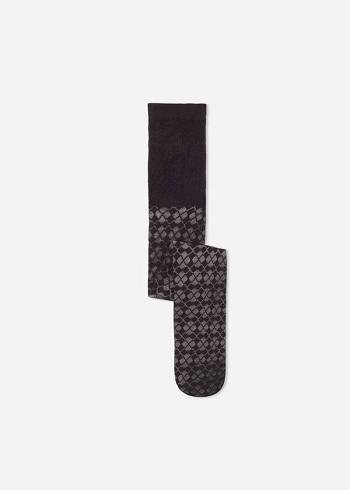 Calzedonia Argyle Eco Mesh Tayt Çocuk Siyah | TR1234GL