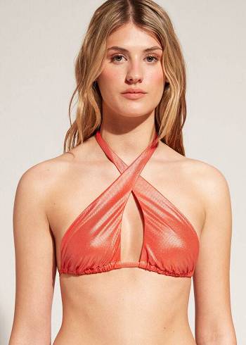 Calzedonia Bandeau Antigua Bikini Üstleri Kadın Mercan Turuncu | TR2506WY