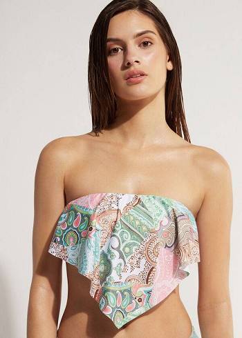 Calzedonia Bandeau Saint Tropez Bikini Üstleri Kadın Turkuaz | TR2494FM