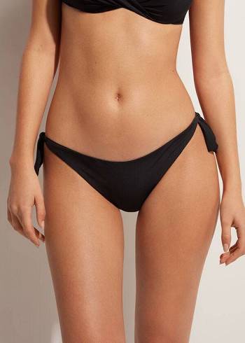 Calzedonia Bow Brazilian Bikini Altları Kadın Siyah | TR2894WY