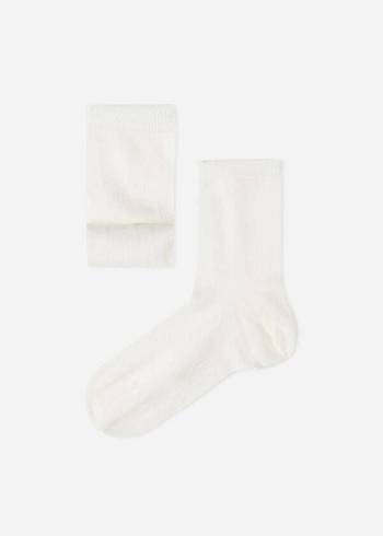 Calzedonia Cashmere Blend Kısa Çorap Çocuk Beyaz | TR1026GL
