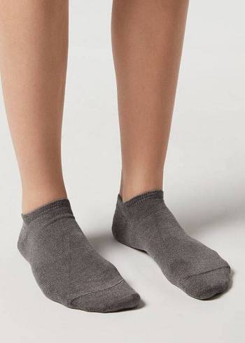 Calzedonia Cashmere Blend No-Show Çorap Erkek Gri | TR1309SO