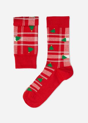 Calzedonia Christmas Kısa Crew Çorap Erkek Kırmızı | TR1391HK