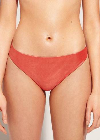 Calzedonia Coated-Effect Antigua Bikini Altları Kadın Mercan Turuncu | TR2829CE