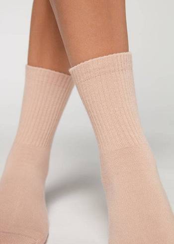 Calzedonia Crew Spor Çorap Erkek Bej Rengi | TR1347BC