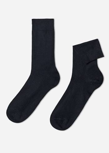 Calzedonia Crew with Cashmere Çorap Erkek Mavi | TR1361SO