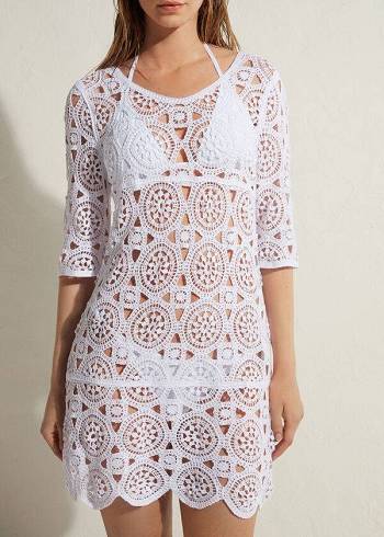 Calzedonia Crochet Elbise Cover Ups Kadın Beyaz | TR2120JJ