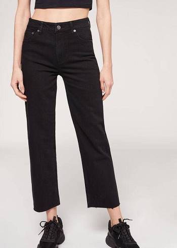 Calzedonia Cropped Düz-Leg Kot Pantolon Kadın Siyah | TR1627KI