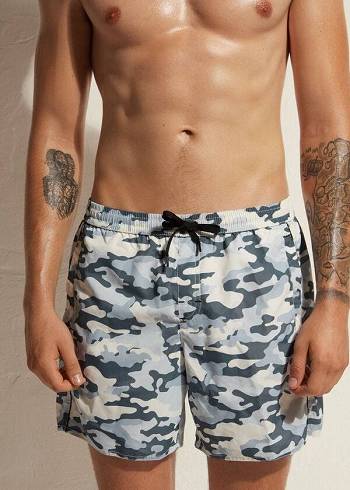 Calzedonia Formentera Şort Mayo Erkek Siyah Beyaz | TR1278UT