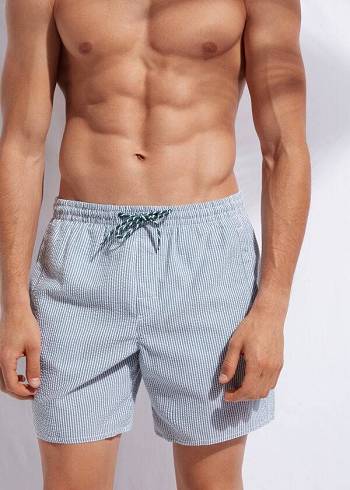 Calzedonia Formentera Şort Mayo Erkek Yeşil Beyaz | TR1256AP
