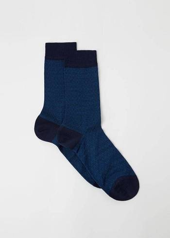 Calzedonia Geometric Design Crew Çorap Erkek Lacivert | TR1337FM