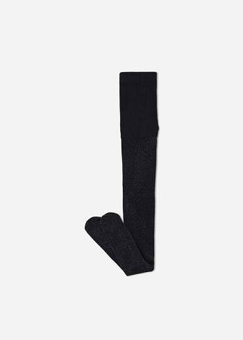 Calzedonia Glitter Microfiber Tayt Çocuk Siyah | TR1214XF