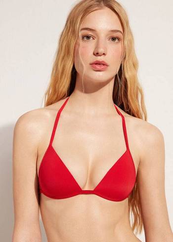Calzedonia Graduated Soft Yastıklı Triangle Indonesia Bikini Üstleri Kadın Kırmızı | TR2426RW