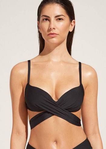 Calzedonia Graduated Yastıklı Push Up Indonesia Bikini Üstleri Kadın Siyah | TR2471AP