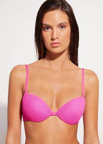 Calzedonia Graduated Yastıklı Push-Up Miami Bikini Üstleri Kadın Pembe | TR2465JJ
