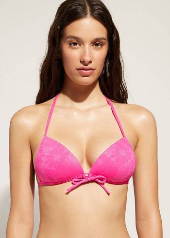 Calzedonia Graduated Yastıklı Triangle Antibes Bikini Üstleri Kadın Pembe | TR2463LH