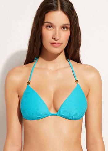 Calzedonia Graduated Yastıklı Triangle Casablanca Bikini Üstleri Kadın Turkuaz | TR2453EX