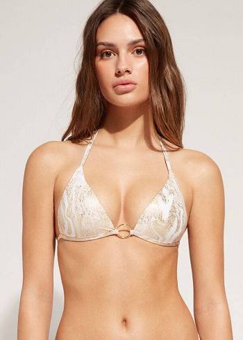 Calzedonia Graduated Yastıklı Triangle Melbourne Bikini Üstleri Kadın Altın | TR2446PQ