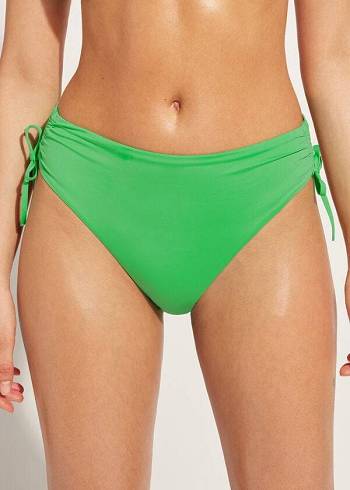 Calzedonia High-Belli Drawstring Indonesia Bikini Altları Kadın Yeşil | TR2735LH