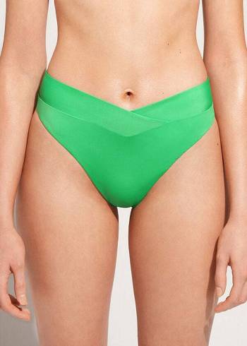 Calzedonia High-Belli V-Cut Brazilian Indonesia Bikini Altları Kadın Yeşil | TR2729NB