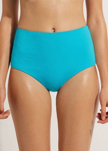 Calzedonia High-Rise Shaping Indonesia Bikini Altları Kadın Turkuaz Yeşil | TR2739GL