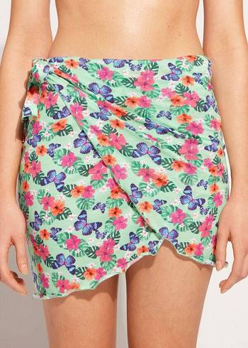 Calzedonia Kısa Wraparound Sarong Cover Ups Kadın Mavi | TR2046XF