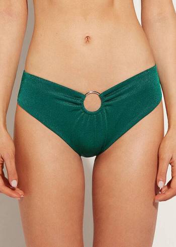Calzedonia Lamé High Belli Hollywood Bikini Altları Kadın Yeşil | TR2703UT