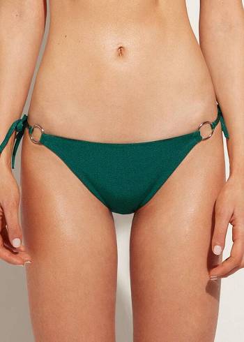 Calzedonia Lamé String Hollywood Bikini Altları Kadın Yeşil | TR2700PQ