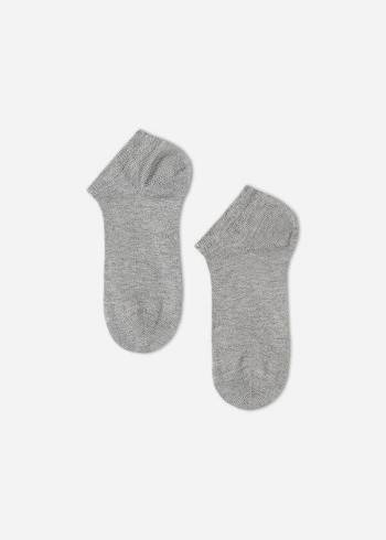 Calzedonia Light Pamuklu Ankle Kısa Çorap Çocuk Gri | TR1076DN