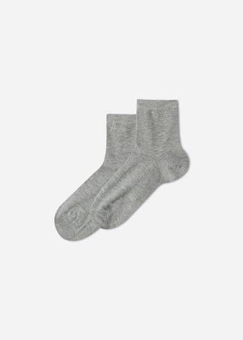 Calzedonia Light Pamuklu Kısa Çorap Çocuk Gri | TR1005ZG