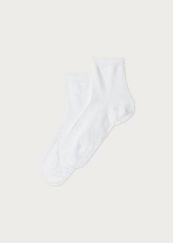 Calzedonia Light Pamuklu Kısa Çorap Çocuk Beyaz | TR1078GL