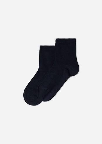Calzedonia Light Pamuklu Kısa Çorap Çocuk Lacivert | TR1082LH