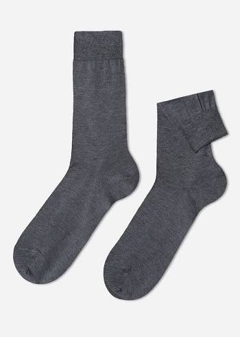 Calzedonia Lisle Thread Crew Çorap Erkek Gri | TR1381YU