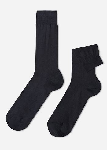Calzedonia Lisle Thread Crew Çorap Erkek Gri Mavi | TR1386AP