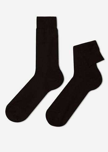 Calzedonia Lisle Thread Crew Çorap Erkek Kahverengi | TR1387SO