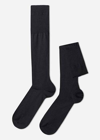 Calzedonia Lisle Thread Long Çorap Erkek Gri Mavi | TR1424VD