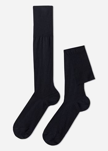 Calzedonia Lisle Thread Long Çorap Erkek Mavi | TR1425BC