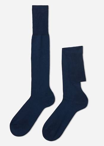 Calzedonia Lisle Thread Long Çorap Erkek Lacivert | TR1426NB