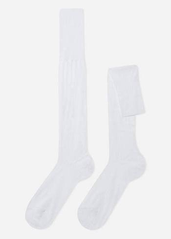 Calzedonia Lisle Thread Long Çorap Erkek Beyaz | TR1427MA