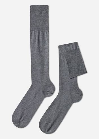 Calzedonia Lisle Thread Long Çorap Erkek Gri | TR1428QZ