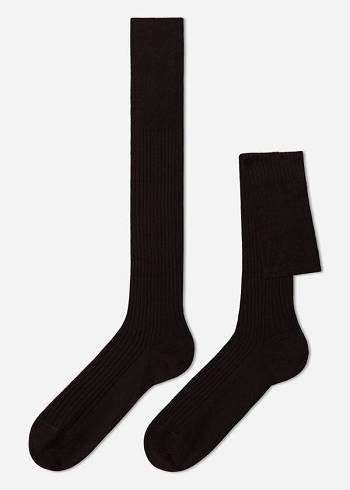 Calzedonia Lisle Thread Nervürlü Long Çorap Erkek Kahverengi | TR1434UT