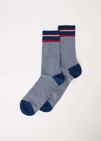 Calzedonia Micro Çizgili Crew Çorap Erkek Gri | TR1334AP