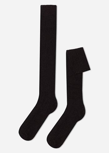 Calzedonia Nervürlü Yün and Cashmere Long Çorap Erkek Kahverengi | TR1415FM
