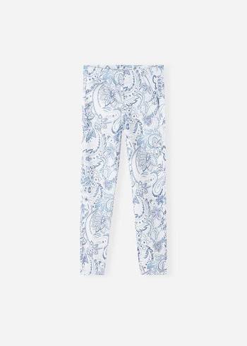 Calzedonia Paisley-Print Denim Tayt Çocuk Beyaz Mavi | TR1055KI