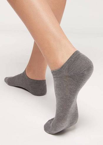 Calzedonia Pamuklu No-Show Çorap Erkek Gri | TR1294VD