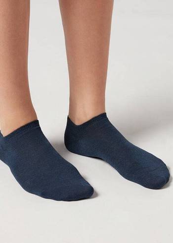 Calzedonia Pamuklu No-Show Çorap Erkek Mavi | TR1292XF