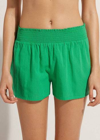 Calzedonia Pamuklu Shorts Cover Ups Kadın Yeşil | TR2065FM