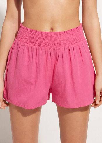Calzedonia Pamuklu Shorts Cover Ups Kadın Pembe | TR2068JJ