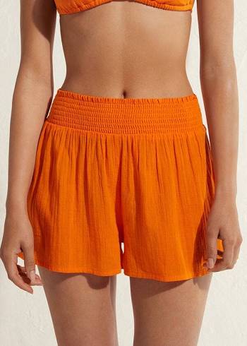 Calzedonia Pamuklu Shorts Cover Ups Kadın Turuncu | TR2070LH