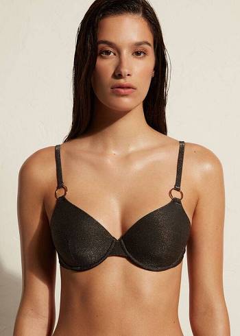 Calzedonia Push Up Hollywood Bikini Üstleri Kadın Siyah | TR2248GL